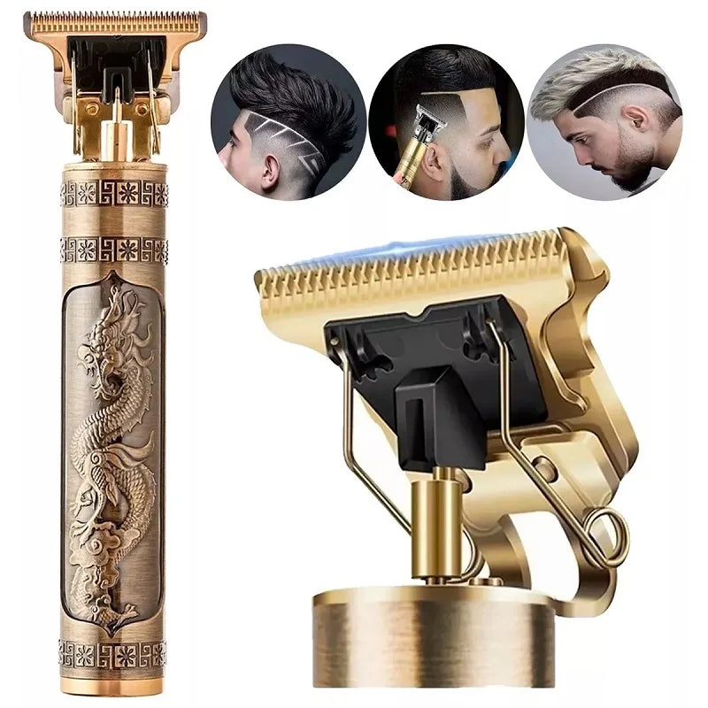 Máquina  dragon ouro de cortar cabelo recarregável,e aparador de barba portátil bivolt
