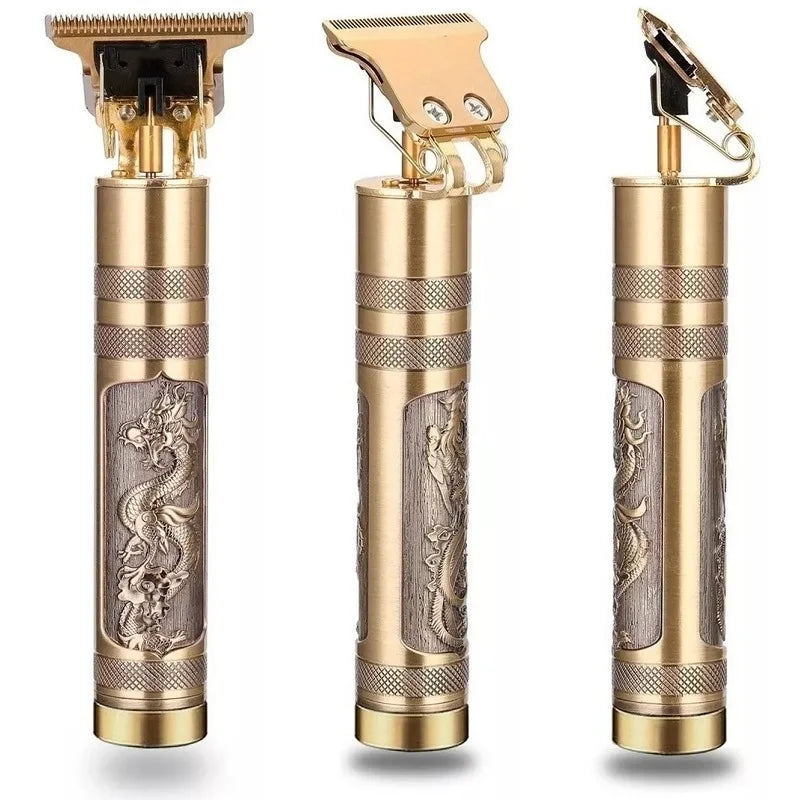 Máquina  dragon ouro de cortar cabelo recarregável,e aparador de barba portátil bivolt